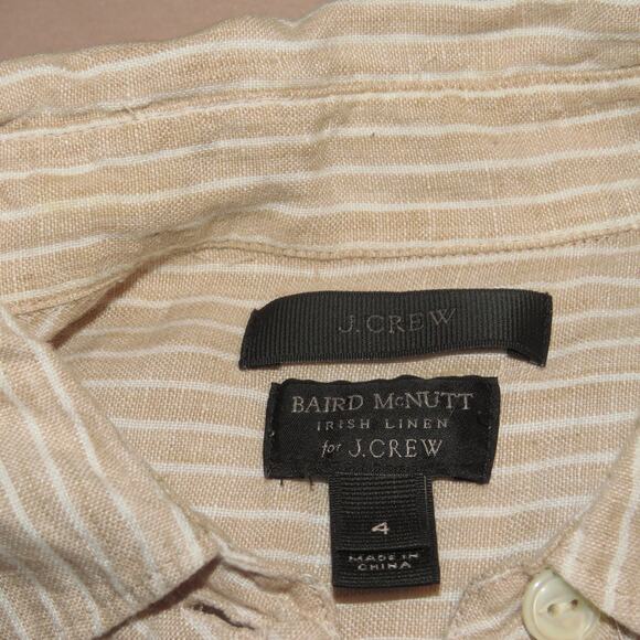 J. Crew x Baird McNutt Tan Striped Linen Short Sleeve Top - Picture 9 of 11